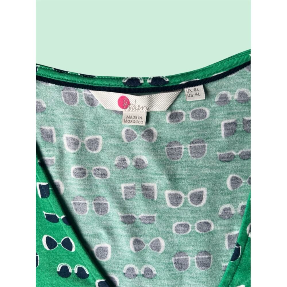 Boden Libby Jersey Dress in green sunnies size 4 stretch midi v neck - Picture 5 of 7